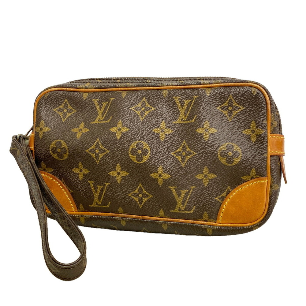 Louis Vuitton Monogram Marly Dragonne PM Clutch Bag M51827 Brown Women's